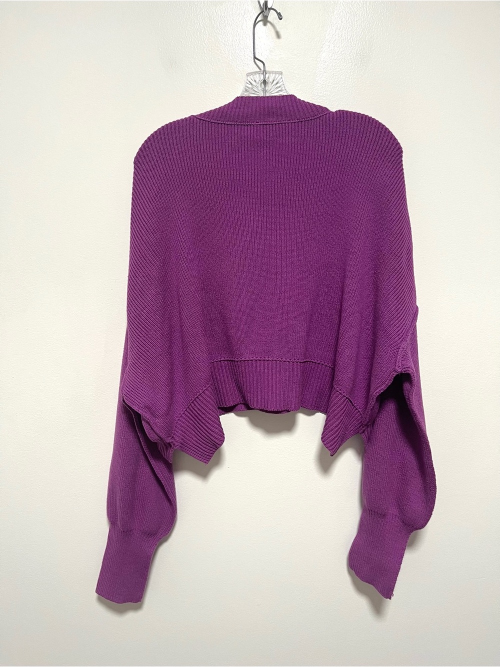 Free People Easy Street Crop Pullover Knit Oversized Chunky Sweater Purple M - Picture 4 of 8